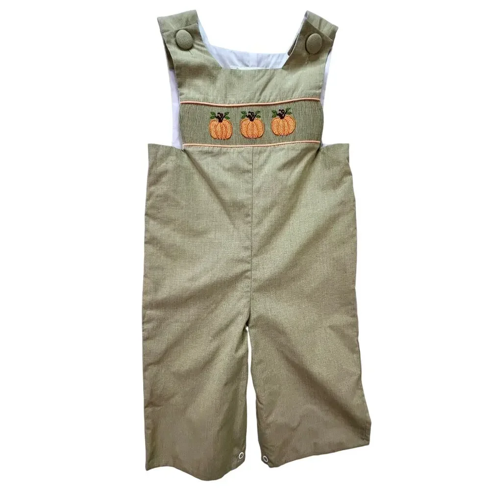 Precious Kids Pumpkin Embroidered Longall 24M Houndstooth Fall Thanksgiving NWT